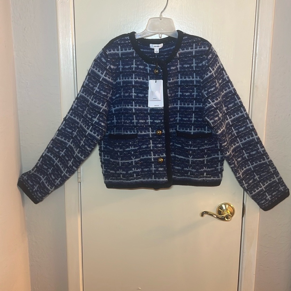 Navy Blue Tweed Women's Jacket